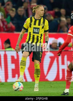 Munich, Germany. Apr 01, 2023 Marius Wolf , BVB 17  in the match FC BAYERN MUENCHEN - BORUSSIA DORTMUND 4-2 1.German Football League on Apr 01, 2023 in Munich, Germany. Season 2022/2023, matchday 26, 1.Bundesliga, FCB, BVB, München, 26.Spieltag. © Peter Schatz / Alamy Live News    - DFL REGULATIONS PROHIBIT ANY USE OF PHOTOGRAPHS as IMAGE SEQUENCES and/or QUASI-VIDEO - Stock Photo