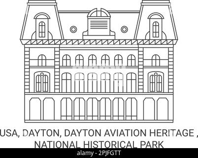 Usa, Dayton, Dayton Aviation Heritage , National Historical Park travel landmark vector illustration Stock Vector
