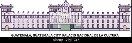 Guatemala, Guatemala City, Palacio Nacional De La Cultura travel landmark vector illustration Stock Vector