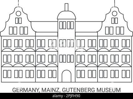 Germany, Mainz, Gutenberg Museum travel landmark vector illustration Stock Vector