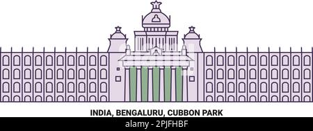 India, Bengaluru, Cubbon Park travel landmark vector illustration Stock ...