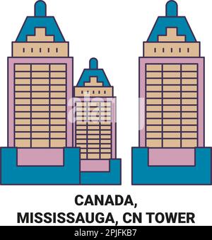Canada, Mississauga, Cn Tower travel landmark vector illustration Stock Vector