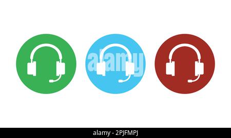 Headphones Icon Set. Vector isolated flat icon with headphones illustration Stock Vector