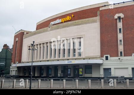 London- February 2023: The Eventim Apollo,. aka Hammersmith Apollo- live entertainment venue in west London Stock Photo