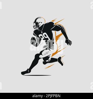 football player silhouette vector illustration. American football player silhouette. Rugby player vector illustration. Sport player vector illustratio Stock Vector