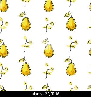 Pears with leaves seamless pattern Stock Vector