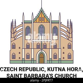 Czech Republic, Kutna Hora, Church Of St Barbara travel landmark vector illustration Stock Vector