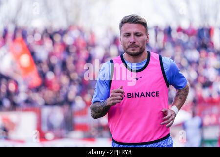 Monza, Italy - April 2, 2023, Ciro Immobile (SS Lazio) during the Italian championship Serie A football match between AC Monza and SS Lazio on April 2, 2023 at U-Power Stadium in Monza, Italy - Photo Luca Rossini / E-Mage Stock Photo
