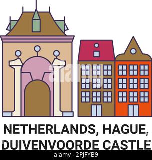 Netherlands, Hague, Duivenvoorde Castle travel landmark vector illustration Stock Vector