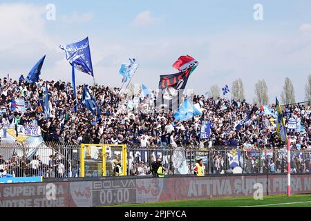 Monza, Italy. 02nd Apr, 2023. U-Power Stadium, Monza, Italy, April 02, 2023, SS Lazio supporters during AC Monza vs SS Lazio - italian soccer Serie A match Credit: Live Media Publishing Group/Alamy Live News Stock Photo