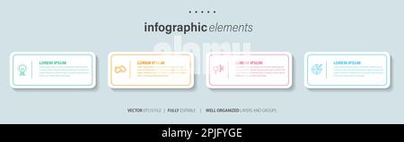Infographics design vector and marketing icons can be used for workflow layout, diagram, annual report, web design. Business concept with 4 options, s Stock Vector