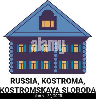 Russia, Kostroma, Kostromskaya Sloboda travel landmark vector illustration Stock Vector