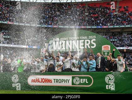 Bolton Wanderers Players Lift The Trophy During The Papa John's Trophy ...