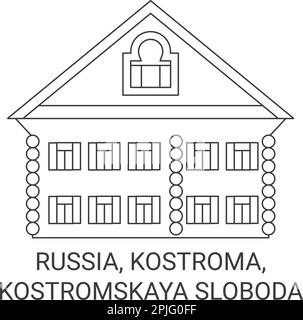 Russia, Kostroma, Kostromskaya Sloboda travel landmark vector illustration Stock Vector