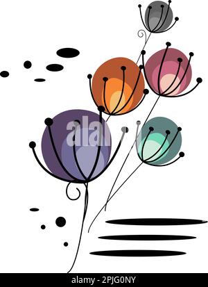 Trendy abstract flowers  art templates. Suitable for social media post, mobile app,  design for web, internet advertisement.  Vector illustration, flo Stock Vector