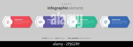 Vector Infographic label design template with icons and 4 options or steps. Can be used for process diagram, presentations, workflow layout and banner Stock Vector