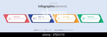Vector Infographic label design template with icons and 4 options or steps. Can be used for process diagram, presentations, workflow layout and banner Stock Vector