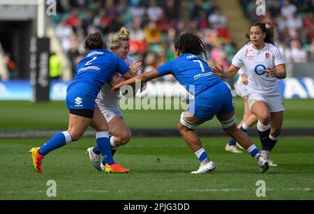 NORTHAMPTON, ENGLAND : Marlie Packer of  England  C  during the  TikTok Women’s Six Nations  England Vs Italy at Franklin's Gardens on Sunday  April 2 , 2023 in Northampton, England. Stock Photo