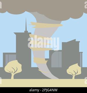 City Scape with Tornado Flat Simple Illustration Stock Photo - Alamy