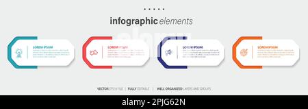 Business infographic elements template design with icons and 4 options or steps. Vector illustration. Stock Vector