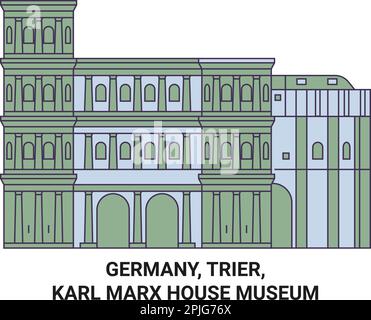 Germany, Trier, Karl Marx House Museum travel landmark vector illustration Stock Vector