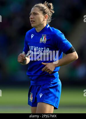 Italy’s Sofia Stefan during the TikTok Women's Six Nations match at the cinch Stadium at Franklin's Gardens, Northampton. Picture date: Sunday April 2, 2023. Stock Photo
