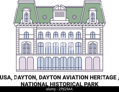 Usa, Dayton, Dayton Aviation Heritage , National Historical Park travel landmark vector illustration Stock Vector