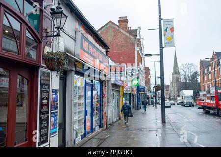 London- February 2023: Streatham High Street shops Stock Photo