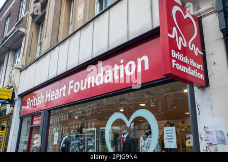 London- February 2023: British Heart Foundation store on Streatham High Street Stock Photo