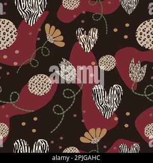 Abstract seamless pattern with elements of wild animal skin Stock Vector