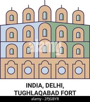 India, Delhi, Tughlaqabad Fort travel landmark vector illustration Stock Vector