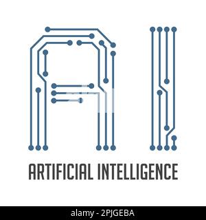 artificial intelligence - concept logo - AI letters as a computer integrated circuit Stock Photo