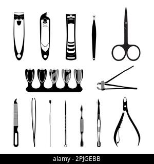 Manicure, pedicure and face cleaning tools set, vector illustration Stock Vector
