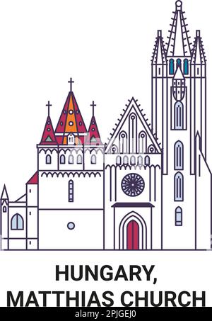 Hungary, Matthias Church travel landmark vector illustration Stock Vector