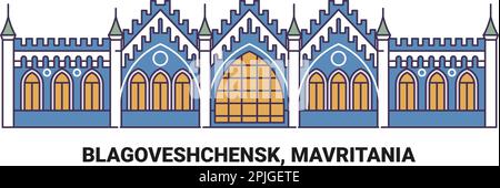 Russia, Blagoveshchensk, Mavritania travel landmark vector illustration Stock Vector