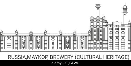 Russia, Maykop, Brewery Cultural Heritage, travel landmark vector illustration Stock Vector