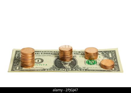 Lincoln penny on a one dollar bill Stock Photo - Alamy