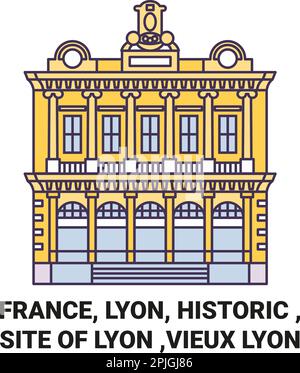 France, Lyon, Historic , Site Of Lyon ,Vieux Lyon travel landmark vector illustration Stock Vector