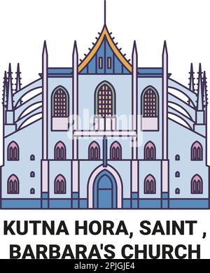 Czech Republic, Kutna Hora, Saint , Barbara's Church travel landmark vector illustration Stock Vector