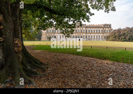 The charming neoclassical style Villa Reale di Monza viewed from the park, Lombardy region, Italy Stock Photo