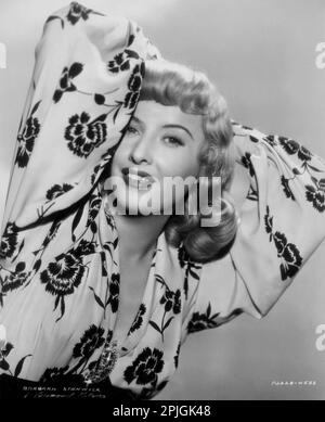 BARBARA STANWYCK Publicity Portrait for DOUBLE INDEMNITY 1944 director BILLY WILDER novel James M. Cain screenplay Raymond Chandler costume design Edith Head Paramount Pictures Stock Photo