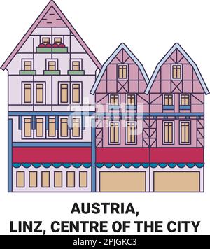 Austria, Linz, Centre Of The City travel landmark vector illustration ...