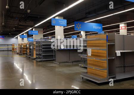 Empty shelves in Walmart Stock Photo - Alamy