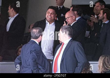 2nd April 2023; Santiago Bernabeu Stadium, Madrid, Spain, Spanish La Liga Football, Real Madrid versus Real Valladolid; Ronaldo Nazario Valladolid president and ex Real Madrid player Stock Photo