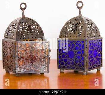 Egyptian lamps - metal and colored glass, from Cairo Stock Photo