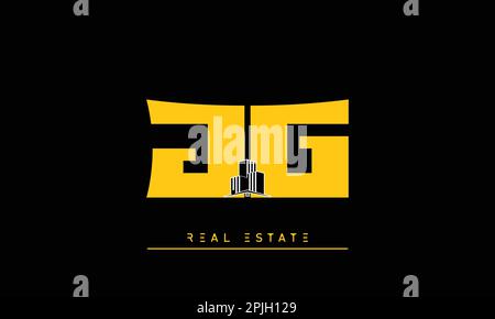 Real Estate letters Initials Monogram logo JG , GJ Stock Vector