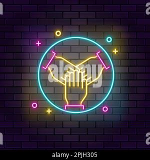 United,education neon icon. Education neon icon on dark brick wall background Stock Vector