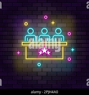 Teachers, exam neon icon. Education neon icon on dark brick wall background Stock Vector