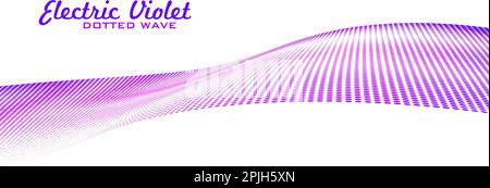 Abstract electric violet perspective dotted wave with halftone effect. Vector graphics Stock Vector