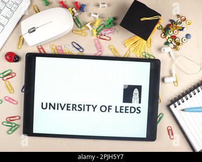 Germany. 2nd Apr, 2023. In this photo illustration, the University of Leeds logo seen displayed on a tablet. (Credit Image: © Igor Golovniov/SOPA Images via ZUMA Press Wire) EDITORIAL USAGE ONLY! Not for Commercial USAGE! Stock Photo